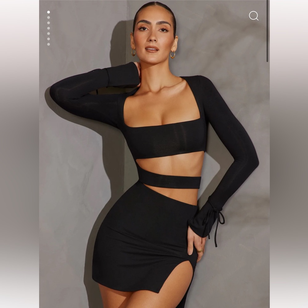 NEW - Oh Polly Enya Long Sleeve Cut Out Mini Dress in Black